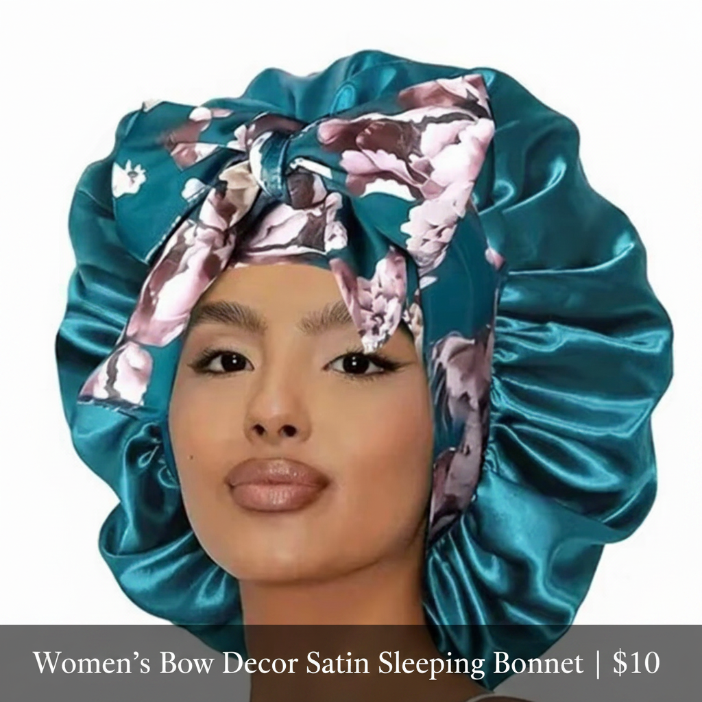 Women's Bow Decor Satin Sleeping Bonnet, Casual Comfortable Hair Care Bonnet, Soft Sleeping Bonnet for Women & Girls, Bonnets for Sleeping