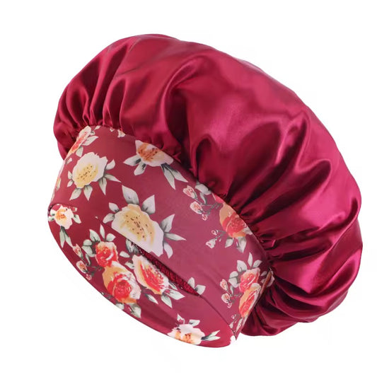 Large Printed Bonnet Bohemian Style Satin Silk Bonnet Hat Custom