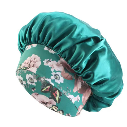 Large Printed Bonnet Bohemian Style Satin Silk Bonnet Hat Custom