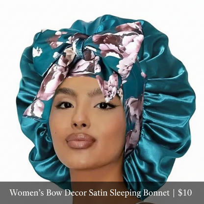 Women's Bow Decor Satin Sleeping Bonnet, Casual Comfortable Hair Care Bonnet, Soft Sleeping Bonnet for Women & Girls, Bonnets for Sleeping