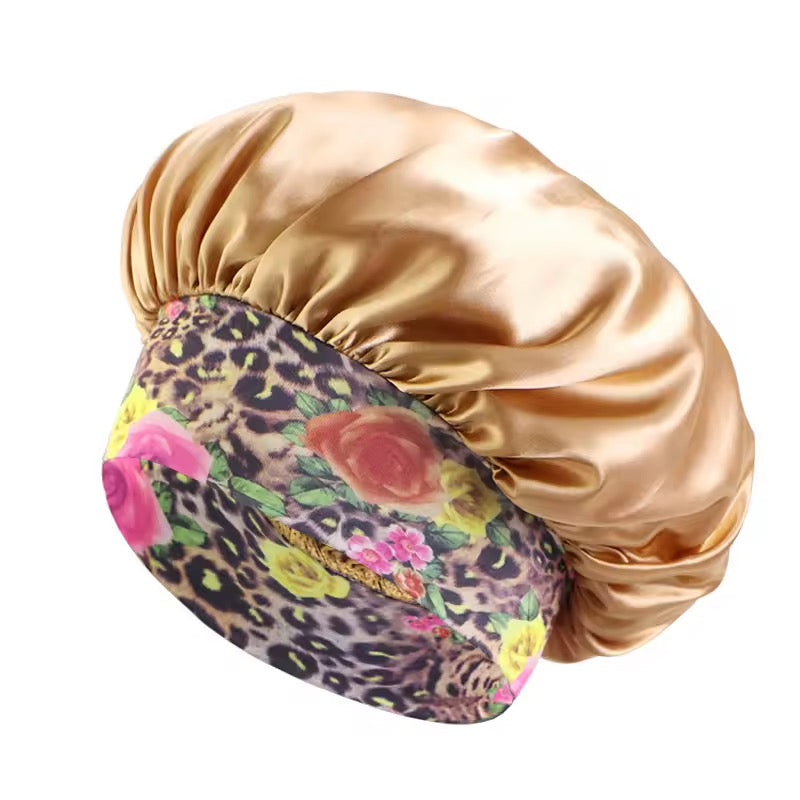 Large Printed Bonnet Bohemian Style Satin Silk Bonnet Hat Custom