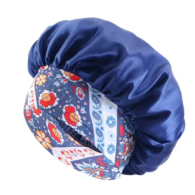 Large Printed Bonnet Bohemian Style Satin Silk Bonnet Hat Custom
