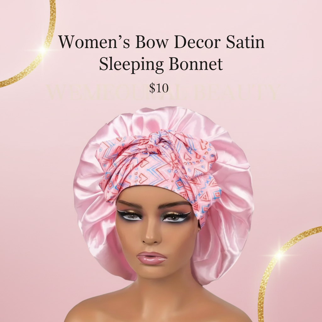 Women's Bow Decor Satin Sleeping Bonnet, Casual Comfortable Hair Care Bonnet, Soft Sleeping Bonnet for Women & Girls, Bonnets for Sleeping