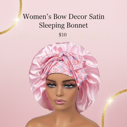 Women's Bow Decor Satin Sleeping Bonnet, Casual Comfortable Hair Care Bonnet, Soft Sleeping Bonnet for Women & Girls, Bonnets for Sleeping