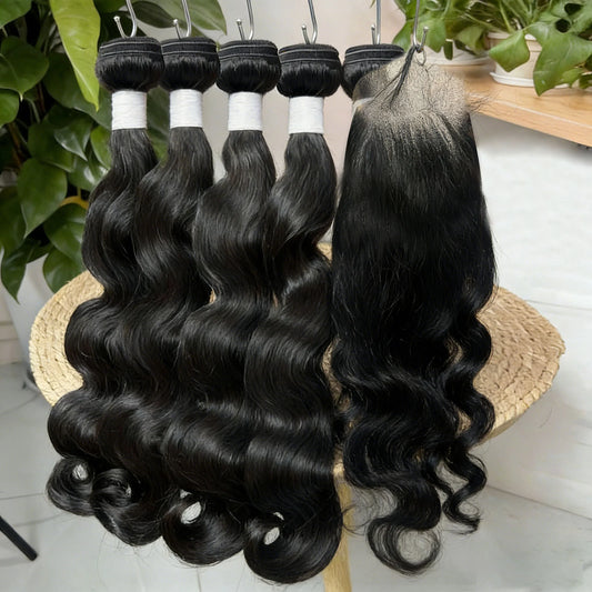 Brazilian Bundles Natural Black Straight &   Body Wave Hair – 100% Virgin Brazilian Hair
