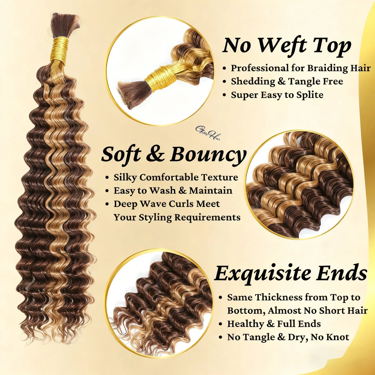 Braiding Hair For Boho Braids Natural Black Deep Curly Wave Hair Extensions –Smooth Flow, True to Length, Natural Black Beauty